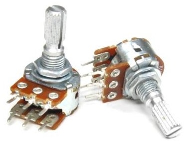 Potmeter 16 mm logaritmisch stereo