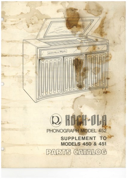 Rock-ola model 452 & supplement to 450 & 451 parts catalog