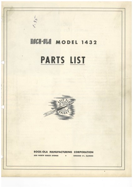 Rock-ola model 1432 parts list