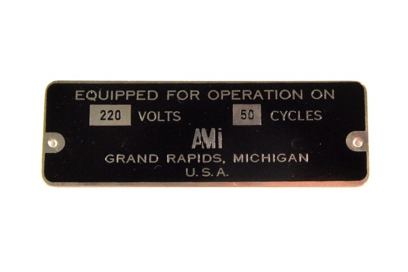 AMI typeplaatje voor Europese exportmodellen