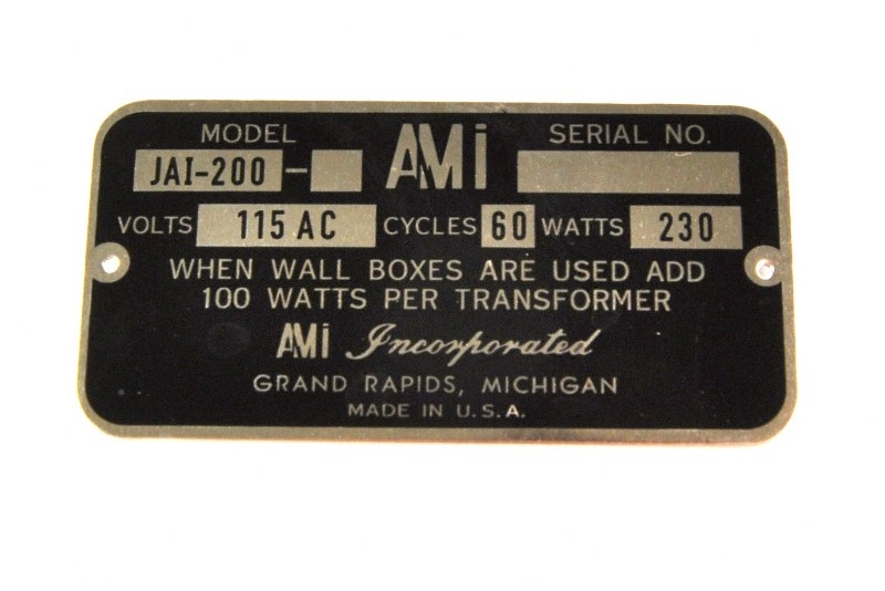 AMI typeplaatje model I 200