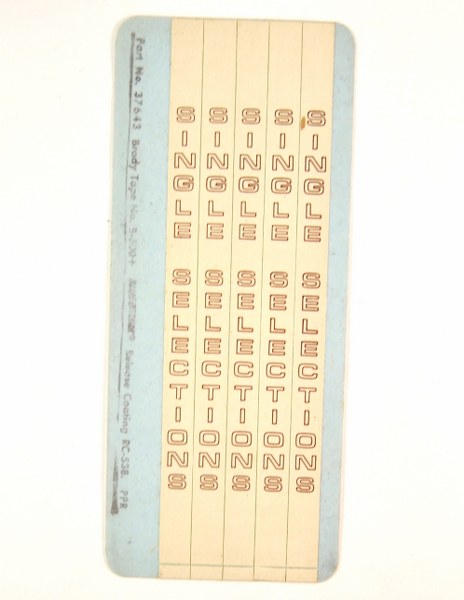 Rockola 500-505 Phonette Single Indicator Strip Black (5x) - part# 37643