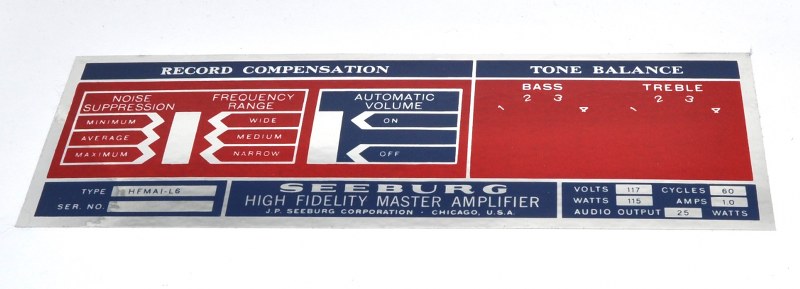 Seeburg J, V200, VL200 HFMA1-L6 Sticker voor verversterker Seeburg J, V200, VL200 HFMA1-L6 Sticker voor verversterker
