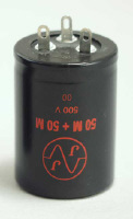 Bekerelco condensator 50 + 50 uF 500 Volt