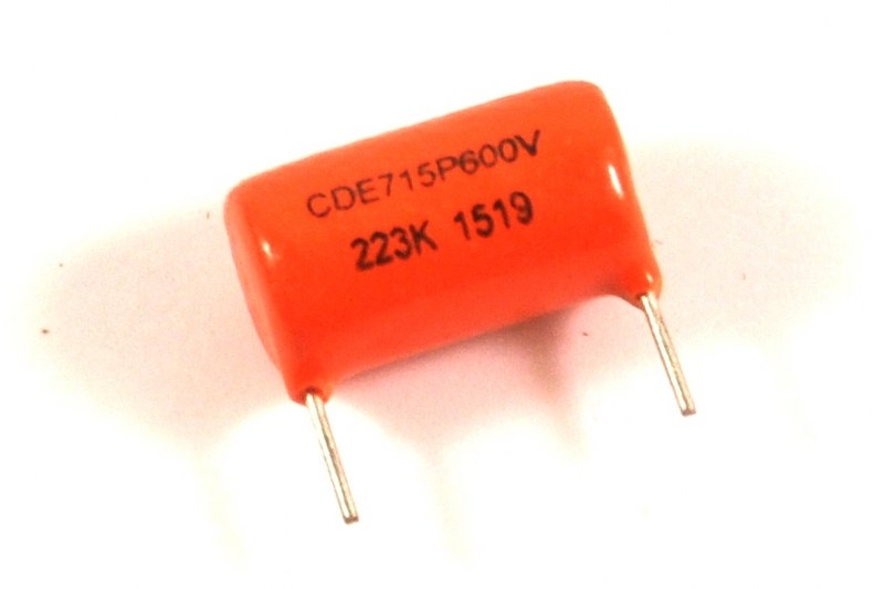 Orange drop 715P capacitor (for PCB) 22 nF = 0.022 uF, 600 Volt