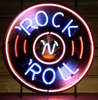 Rock & Roll LP neon with a colour printed background