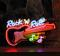 Rock & Roll Gitaar neon met achterbord 