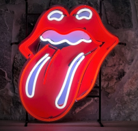 Rolling Stones neon with a colour printed background
