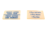 Wurlitzer 2300, 2310 und 2304 Instructions- und preisschild