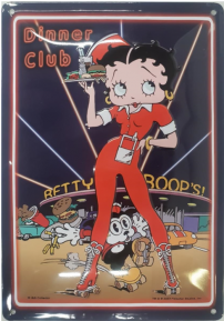 Betty Boop diner club metalen bord (3D) 20 x 30 cm