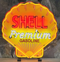 shell premium neon with a colour printed background