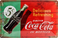 Coca-Cola (1950) Blechschild geprägt 20 x 30  cm