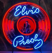 Elvis neon met achterbord