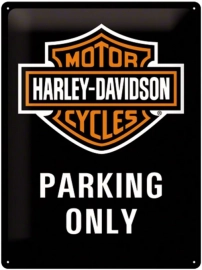 Harley Davidson parking only metalen bord (3D) 30 x 40 cm