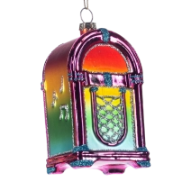 Kerstbal Jukebox paars (glas!)