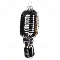 Kerstbal microfoon zilver (glas!)