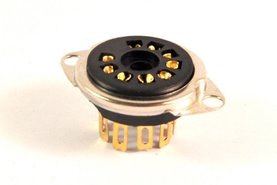 9 polige buisvoet bakeliet met vergulde contacten