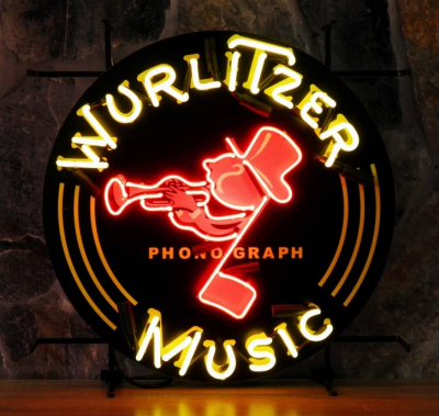 Wurlitzer Music neon met achterbord 