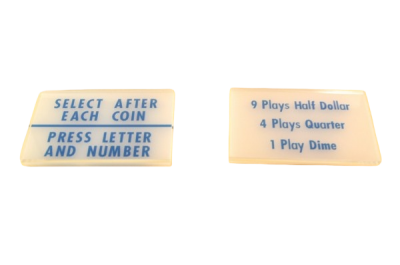 Wurlitzer 2300, 2310 und 2304 Instructions- und preisschild