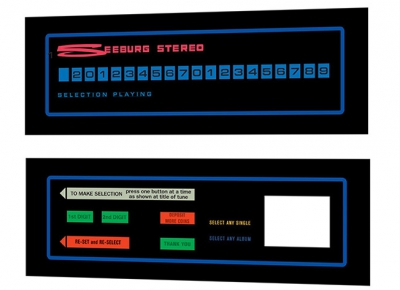 Seeburg USC1 top glasses  with selections and instructions  decals.
