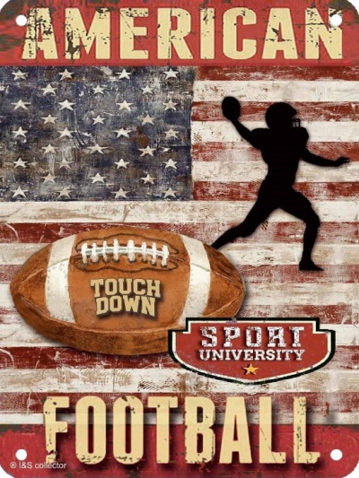 US Football metalen bord (3D) 30x40 cm