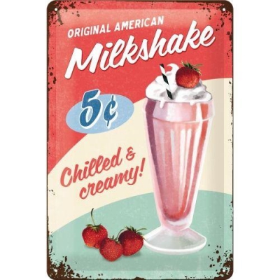 Milkshake Metalen bord (3D) 20 x 30 cm