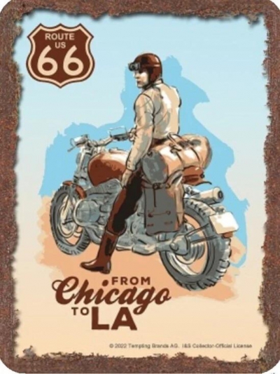 Route 66 Biker Tin Sign embossed 15 x 20 cm