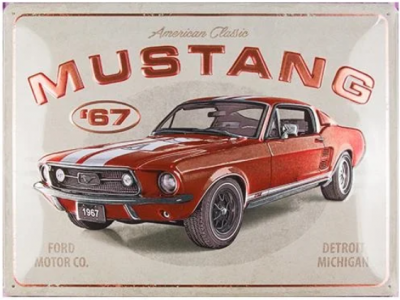 Ford Mustang Metalen bord 3D (met metalic lak) 30 x 40 cm