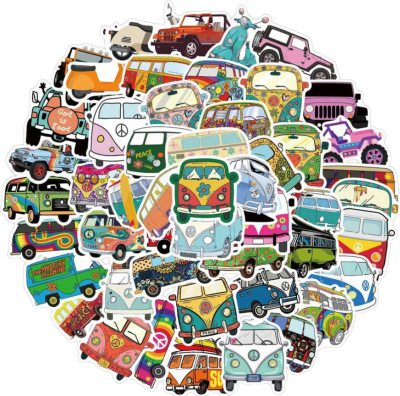 Hippie van sticker set
