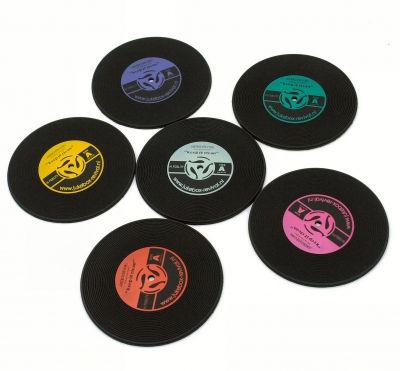 Set van 6 vinyl singel onderzetters
