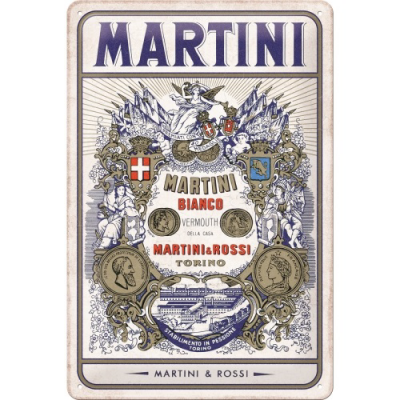 Martini - Bianco Vermouth Label Tin Sign (3D) 20 x 30 cm