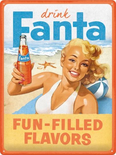 Fanta - Beach Girl Tin Sign embossed 30 x 40 cm
