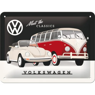 VW - meet the classics Metalen bord (3D) 15 x 20 cm