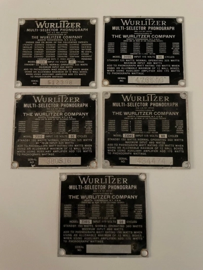 Wurlitzer Typenschild original - Jukebox Revival