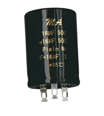 Bekerelco condensator 16 + 16 uF 500 Volt