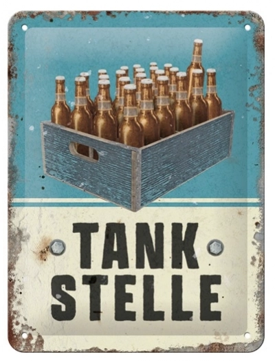 Tankstelle Bier metalen bord (3D) 15 x 20 cm