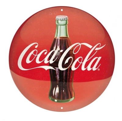 Coca-Cola Rond metalen bord (3D) 35 cm diameter