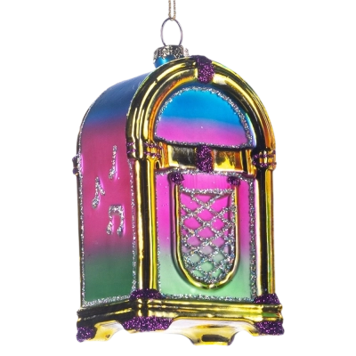 Kerstbal Jukebox goud (glas!)