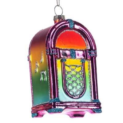 Kerstbal Jukebox paars (glas!)
