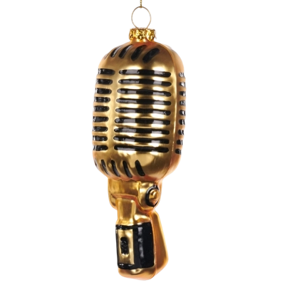 Kerstbal microfoon goud (glas!)
