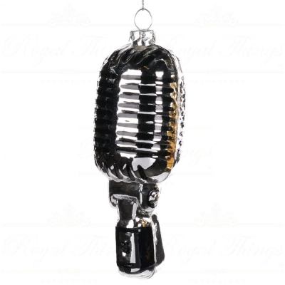 Kerstbal microfoon zilver (glas!)