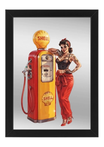 shell Tankstelle Spiegel 22 x 32 cm