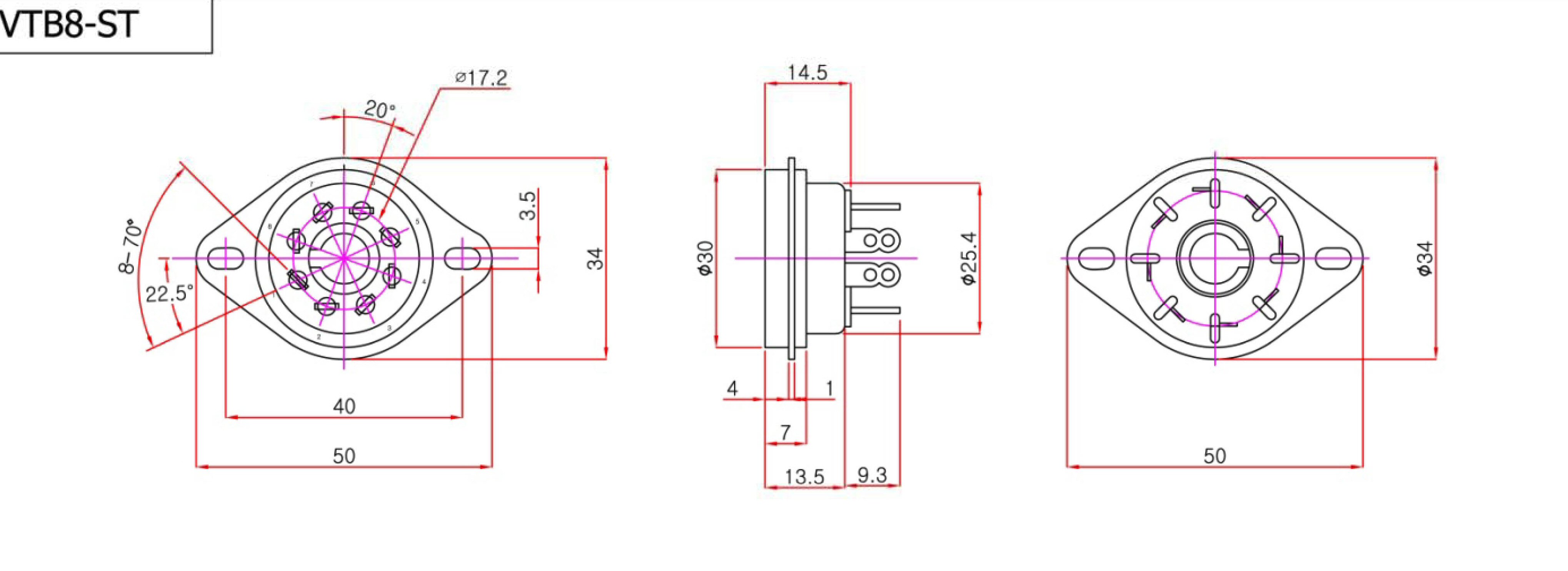 8 pin Belton gold plated tube socket - Jukebox Revival